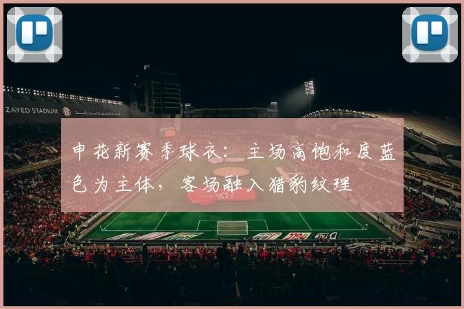 申花新赛季球衣：主场高饱和度蓝色为主体，客场融入猎豹纹理